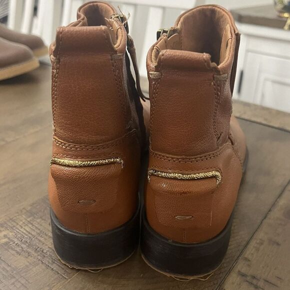 Franco Sarto Womens 7 Liz Zippered Leather Bootie Boot Shoe Cognac MSRP $160 - Picture 2 of 6